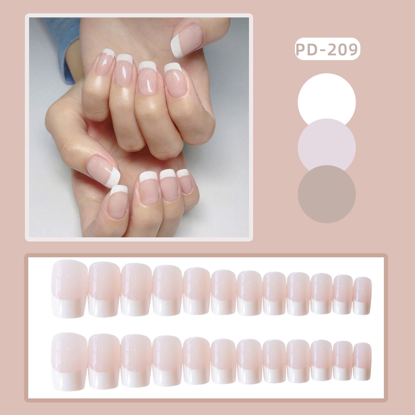 24 Piece French Long False Nails